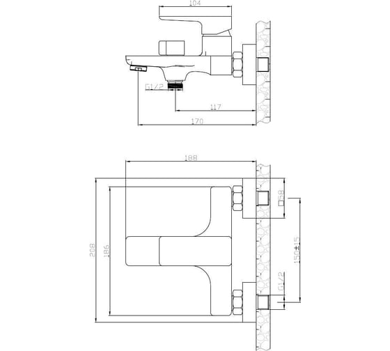 Смеситель ESKO Berlin для ванны латун с литым изливом, хром, BR54 BR 54