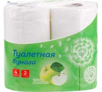 Туалетная бумага OfficeClean 2 слоя, 4 шт, тиснение, белая, яблоко 300439