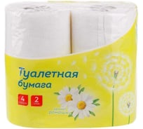 Туалетная бумага OfficeClean 2 слоя, 4 шт, тиснение, белая, ромашка 300440