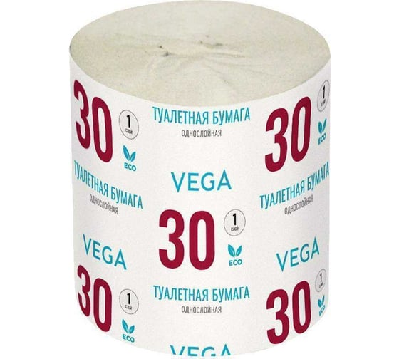 Туалетная бумага Vega 1 слой, 30 м/рул, серая 339242 1