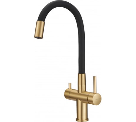 Смеситель для кухни с фильтром MILACIO Ultra 560 брашированное золото, черный шланг MCU.560.GDB