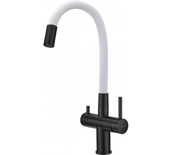 Смеситель для кухни с фильтром MILACIO Ultra 560 total black белый шланг MCU.560.TBW
