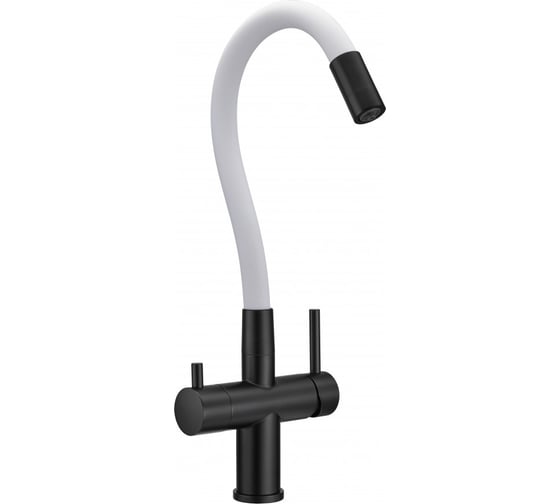 Смеситель для кухни с фильтром MILACIO Ultra 560 total black белый шланг MCU.560.TBW