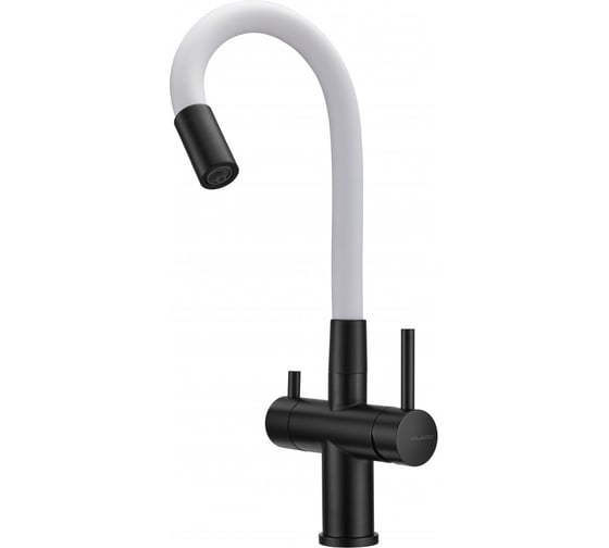 Смеситель для кухни с фильтром MILACIO Ultra 560 total black белый шланг MCU.560.TBW