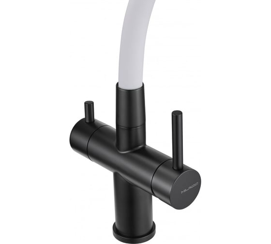 Смеситель для кухни с фильтром MILACIO Ultra 560 total black белый шланг MCU.560.TBW