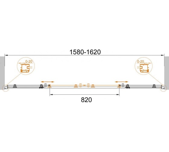 Душевая дверь Cezares ANIMA-W-BF-2-160-C-Cr
