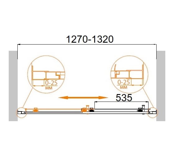 Душевая дверь Cezares MOLVENO-BF-1-130-C-Cr-IV