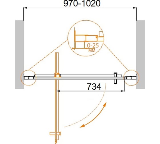 Душевая дверь Cezares MOLVENO-BA-1-100-C-Cr-IV