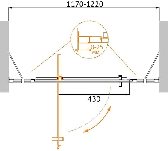 Душевая дверь Cezares MOLVENO-BA-12-70+50-C-Cr-IV