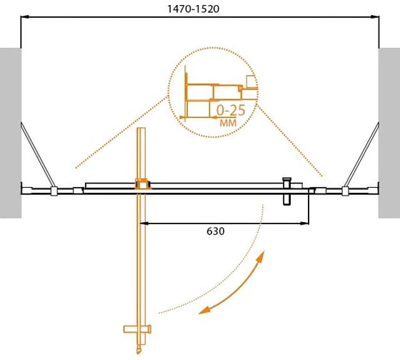 Душевая дверь Cezares MOLVENO-BA-12-90+60-C-Cr-IV