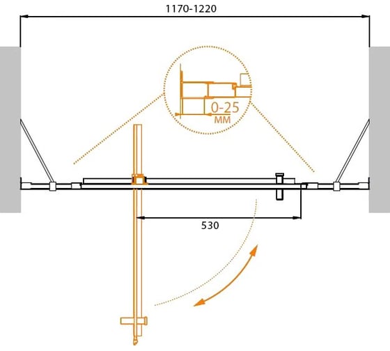 Душевая дверь Cezares MOLVENO-BA-12-80+40-C-Cr-IV