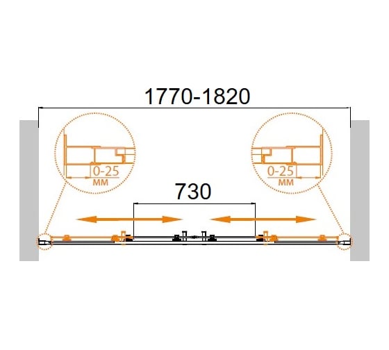 Душевая дверь Cezares MOLVENO-BF-2-180-C-Cr-IV