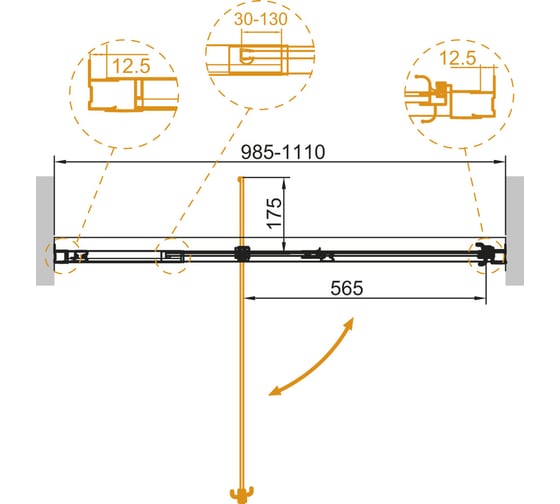 Душевая дверь Cezares VARIANTE-B-1-100/110-C-Cr