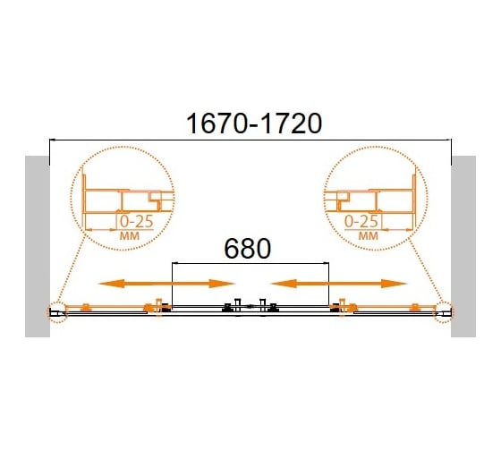Душевая дверь Cezares MOLVENO-BF-2-170-P-Cr