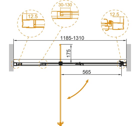 Душевая дверь Cezares VARIANTE-B-1-120/130-C-Cr