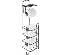 Держатель для туалетной бумаги VIALEX с полками для хранения, черный KWT101