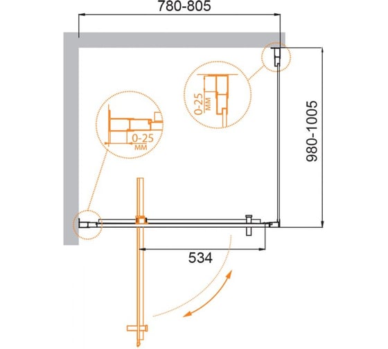 Душевой уголок Cezares MOLVENO-AH-1-80/100-C-Cr-IV