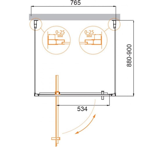 Душевой уголок Cezares MOLVENO-BA2-80/90-C-Cr-IV