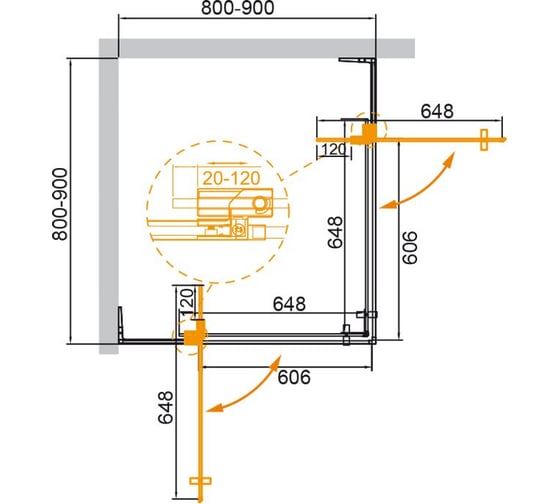 Душевой уголок Cezares SLIDER-A-2-80/90-BR-Cr
