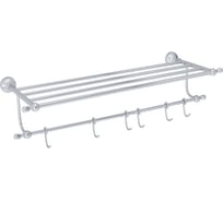 Полка-держатель для полотенец 60 см c 6-ю подвижными крючками GIALETTA хром
