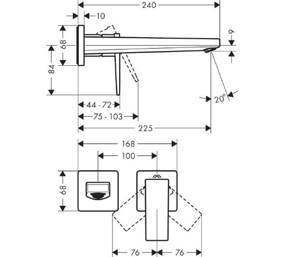 Смеситель для раковины HANSGROHE Metropol настенный 32526700 HG 00000071011
