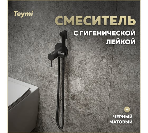 Смеситель с гигиенической лейкой  Teymi Lina, черный матовый T10230 ЦБ-00269221