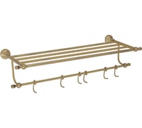 Полка-держатель для полотенец 60 см c 6-ю подвижными крючками GIALETTA бронза