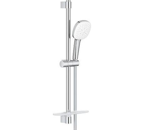 Душевой гарнитур GROHE 27576003 Tempesta Cube 110, 3 режима струи, душевая штанга 600 мм, шланг 1750 мм, 8.4 л/мин, полочка, хром (замена 27576002) 00000136598