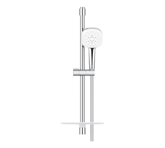Душевой гарнитур GROHE 27576003 Tempesta Cube 110, 3 режима струи, душевая штанга 600 мм, шланг 1750 мм, 8.4 л/мин, полочка, хром (замена 27576002) 00000136598