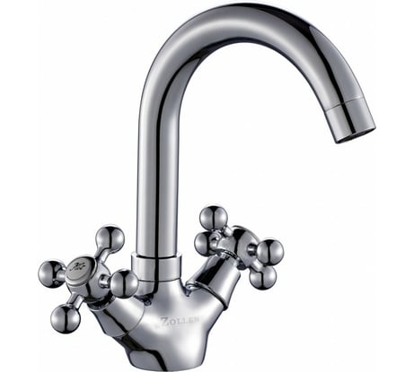 Смеситель для умывальника Zollen Essen поворотный высокий излив, 2 шпильки ES52420522 443409