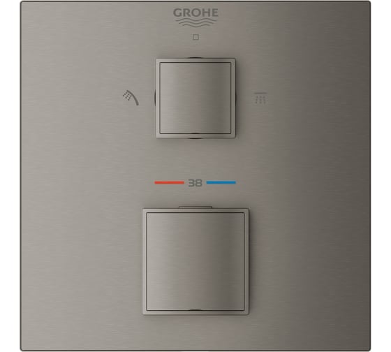 Внешняя часть термостата для душа Grohe Grohtherm Cube на 2 потребителя, темный графит матовый 24154AL0