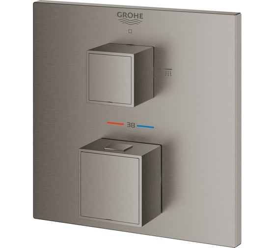 Внешняя часть термостата для душа Grohe Grohtherm Cube на 2 потребителя, темный графит матовый 24154AL0