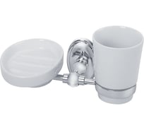 Стакан с мыльницей настенный, BONJOUR хром/керамика
