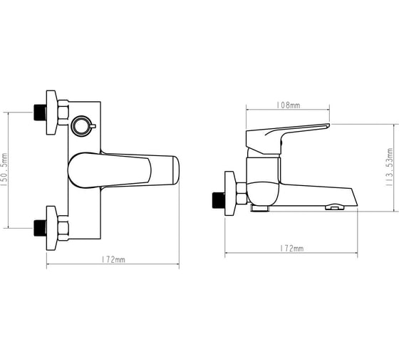 Смеситель для ванны ECONOCE серия 280 D35-A, белый EC0281WT