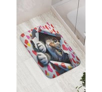 Коврик для ванной комнаты и туалета противоскользящий JoyArty "Подарочный кот" 52x77 см bath_sd1086