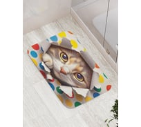 Коврик для ванной комнаты и туалета противоскользящий JoyArty "Кошачий подарок" 52x77 см bath_429904