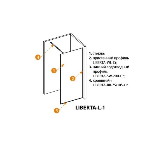 Душевая перегородка Cezares LIBERTA-L-1-90-C-Cr