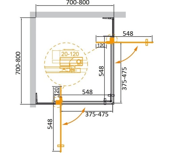 Душевой уголок Cezares SLIDER-A-2-70/80-BR-Cr