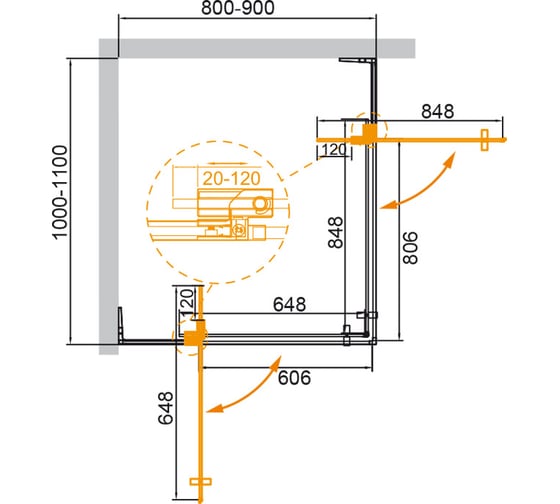 Душевой уголок Cezares SLIDER-AH-2-80/90-100/110-BR-Cr