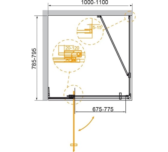 Душевой уголок Cezares SLIDER-AH-1-80-100/110-BR-NERO