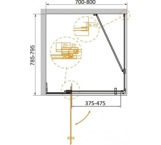 Душевой уголок Cezares SLIDER-AH-1-80-70/80-BR-Cr
