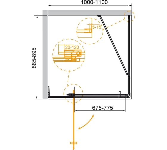 Душевой уголок Cezares SLIDER-AH-1-90-100/110-BR-NERO