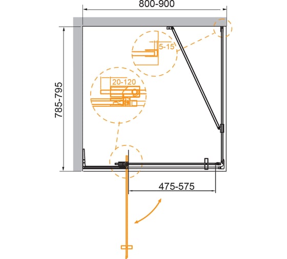 Душевой уголок Cezares SLIDER-AH-1-80-80/90-BR-Cr