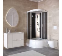 Душевая кабина без гидромассажа Taliente 80х80х215 см, четверть круга, тонированное стекло, черные задние стенки TA-8080G