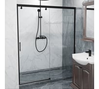 Дверь в душевую нишу GuteWetter GWMPSLD862 145x200 см, профиль черный матовый, цвет стекла бесцветный, стекло закаленное 8 мм / 6 мм 4698032995966