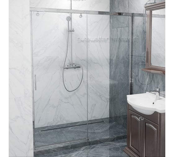 Дверь в душевую нишу GuteWetter GWMPSLD862 180x200 см, профиль хром блестящий, цвет стекла бесцветный, стекло закаленное 8 мм / 6 мм 4698032998769