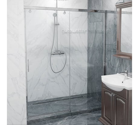 Дверь в душевую нишу GuteWetter GWMPSLD862 145x200 см, профиль хром блестящий, цвет стекла бесцветный, стекло закаленное 8 мм / 6 мм 4698032995829