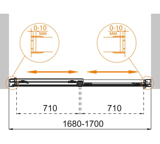 Душевая шторка на ванну Cezares TANDEM-SOFT-VF-2-170/145-C-Cr-IV