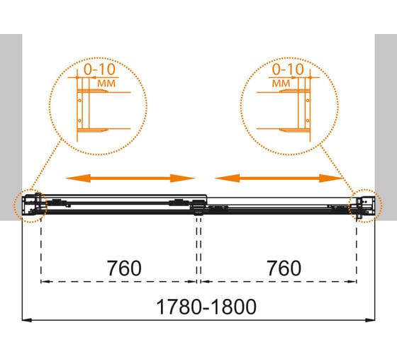 Душевая шторка на ванну Cezares TANDEM-SOFT-VF-2-180/145-P-Cr