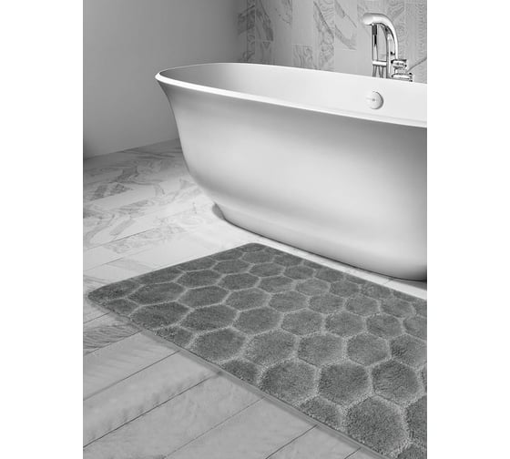 Коврик в ванну Bath Plus ЛАНА 120x70 м/фибра серый GR210S